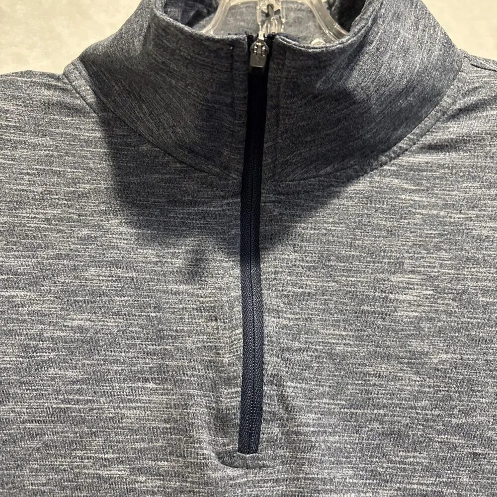 J Crew Performance 1/4 Zip Shirt Navy Heather Long Sleeve Pullover Men's Large